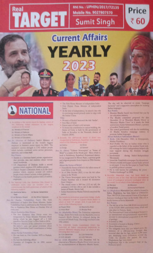 Real Target Current Affairs Yearly 2023 Chart Format by Sumit Singh[English Medium]