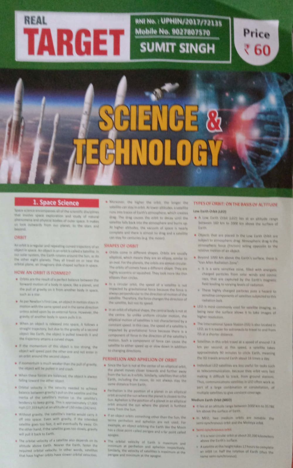 Real Target Science & Technology Chart Format by Sumit Singh[English Medium]