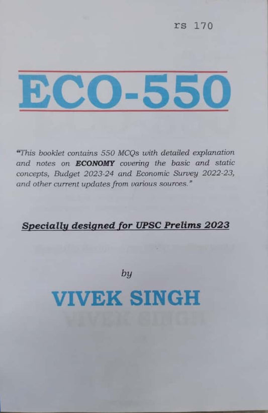 Economy 550 MCQ's for UPSC Prelims 2023 Vivek Singh Xerox Printed Material[English Medium[