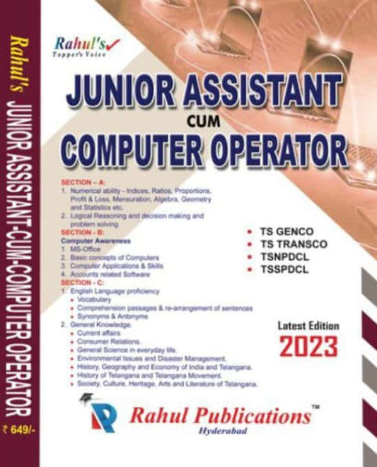 Junior Assistant Cum Computer Operator For TSGENCO,TS TRANSCO,TSNPDCL,TSSPDCL[English Medium]April 2023Ed Rahul