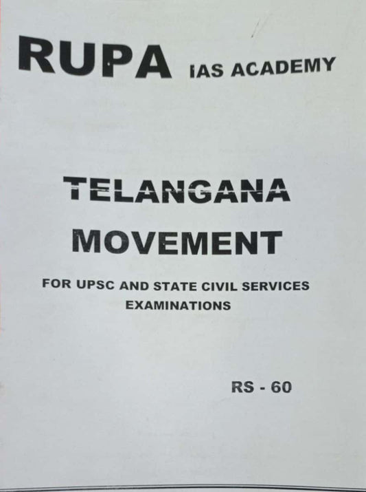 RUPA IAS ACADEMY Telangana Movement Handwritten Class Notes[English Medium]Xerox Printed Material