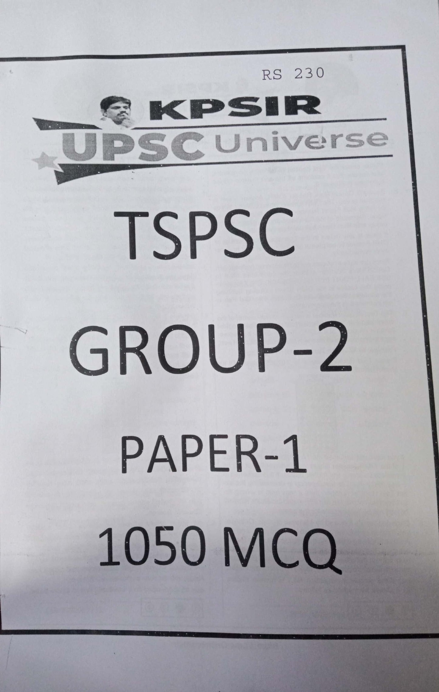 KP Sir Institute TSPSC Group 2 Paper I 1050 MCQ’s Xerox Printed Material[English Medium]Xerox