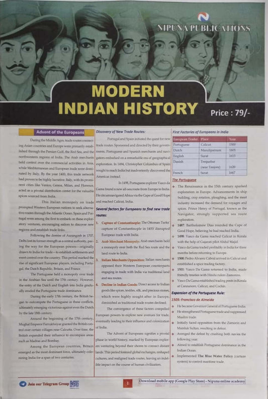 Nipuna Modern Indian History Chart Format[English Medium]Sept 2023Ed