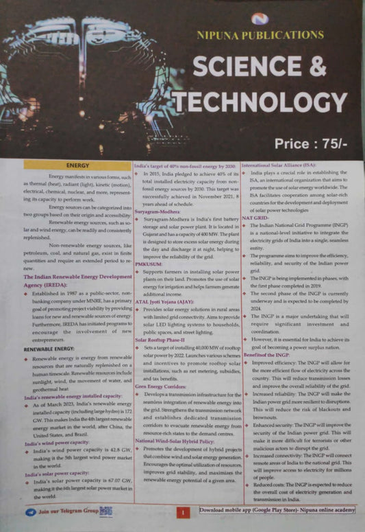 Nipuna Science and Technology Chart Format[English Medium]Oct 2023Ed