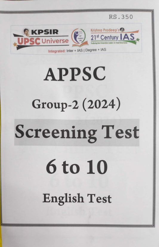 KP Sir Institute APPSC Group 2 Screening Test 6 to 10[English Medium]Xerox Printed Material