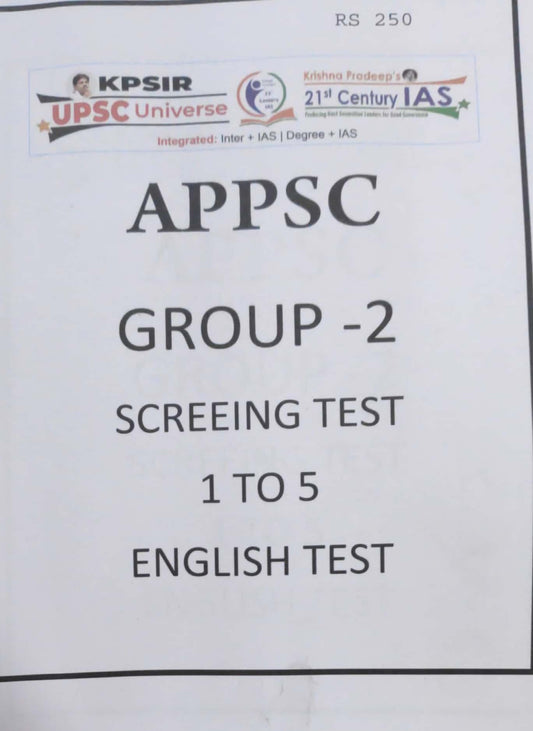 KP Sir Institute APPSC Group 2 Screening Test 1 to 5[English Medium]Xerox Printed Material