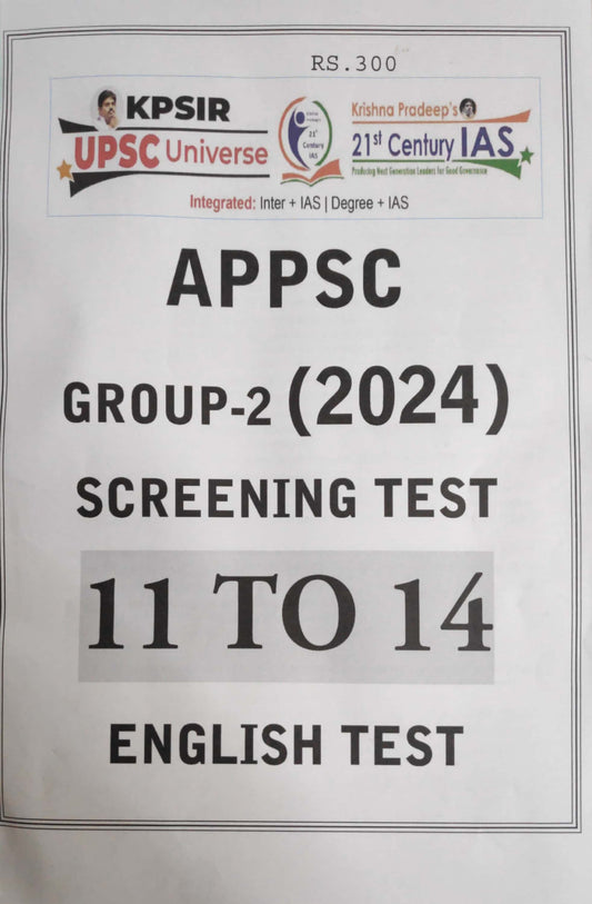 KP Sir Institute APPSC Group 2 Screening Test 11 to 14[English Medium]Xerox Printed Material