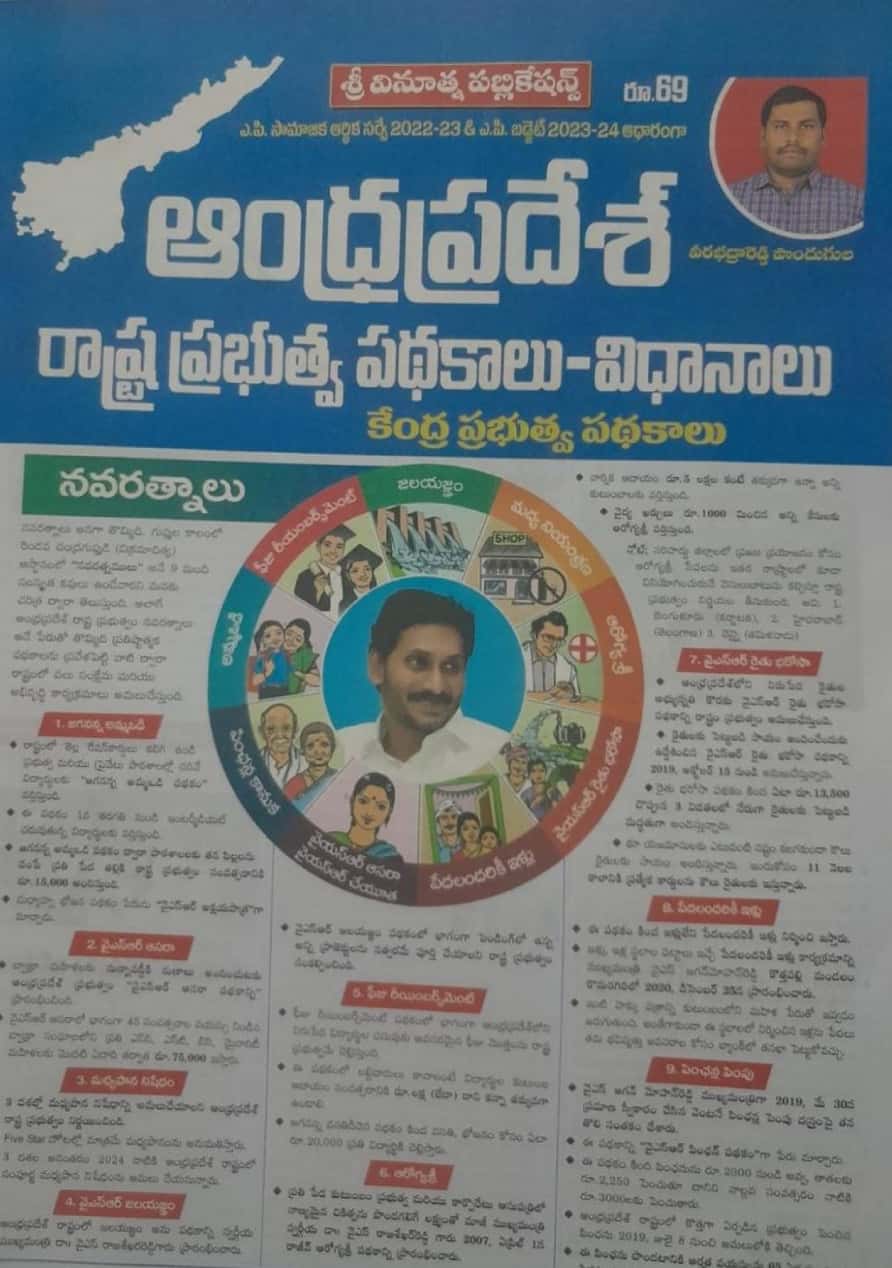 Andhra Pradesh State Government Schemes,Policies and Central Government Schemes Chart Format[Telugu Medium]Dec 2023Ed Vinoothna
