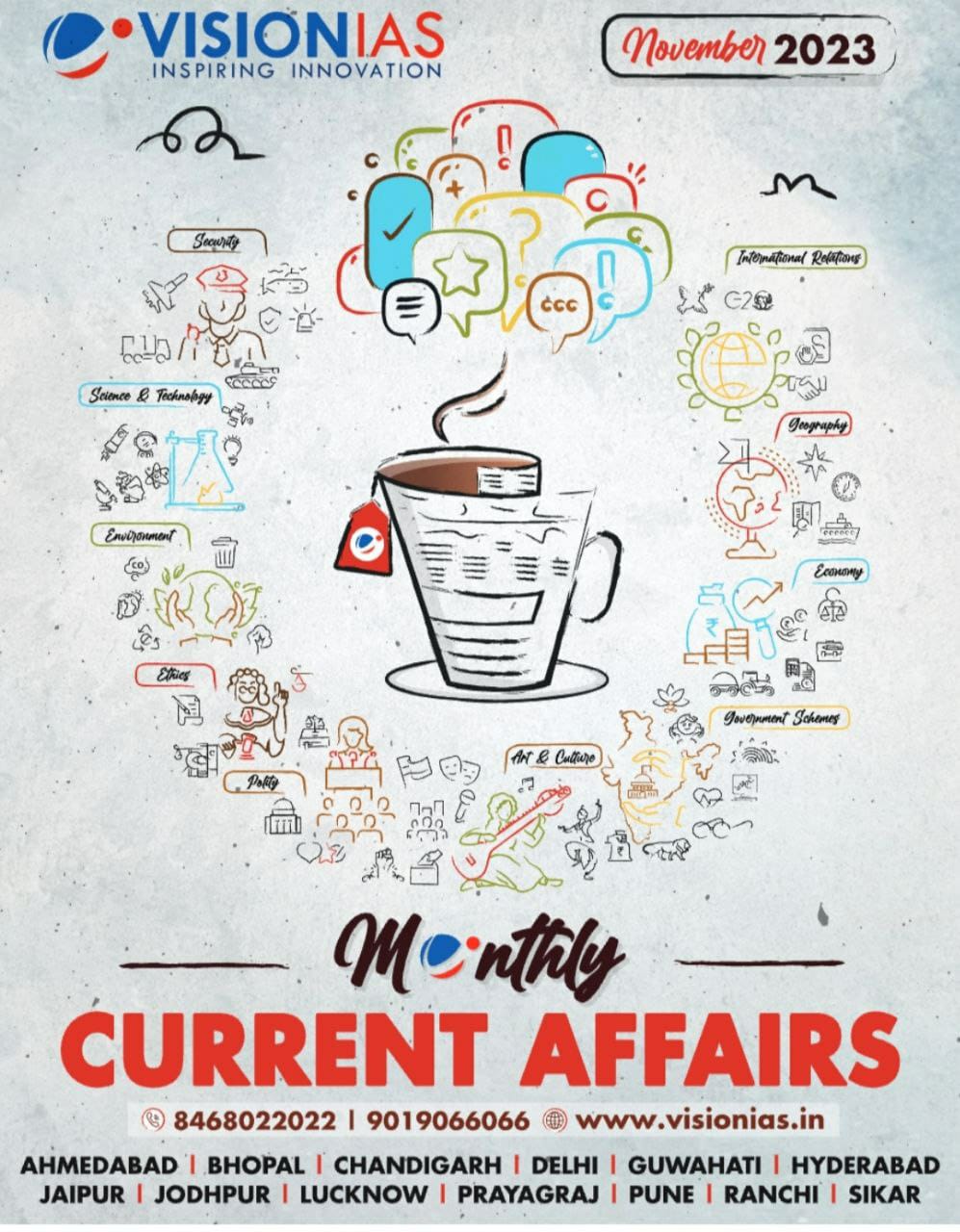 Vision IAS Current Affairs November 2023 PHOTOCOPY[English Medium] Xerox Photcopy Printed Material