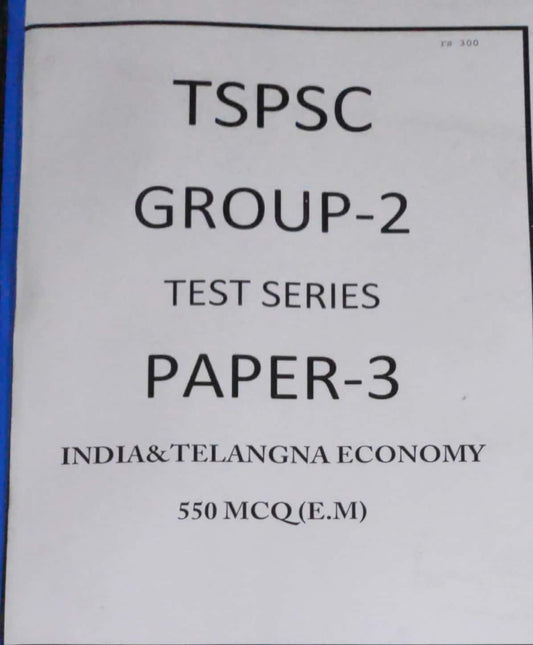 Civic Centre TSPSC Group 2 Telangana Economy, Indian Economy & Development Issues 550MCQs [English Medium]Xerox Printed Material