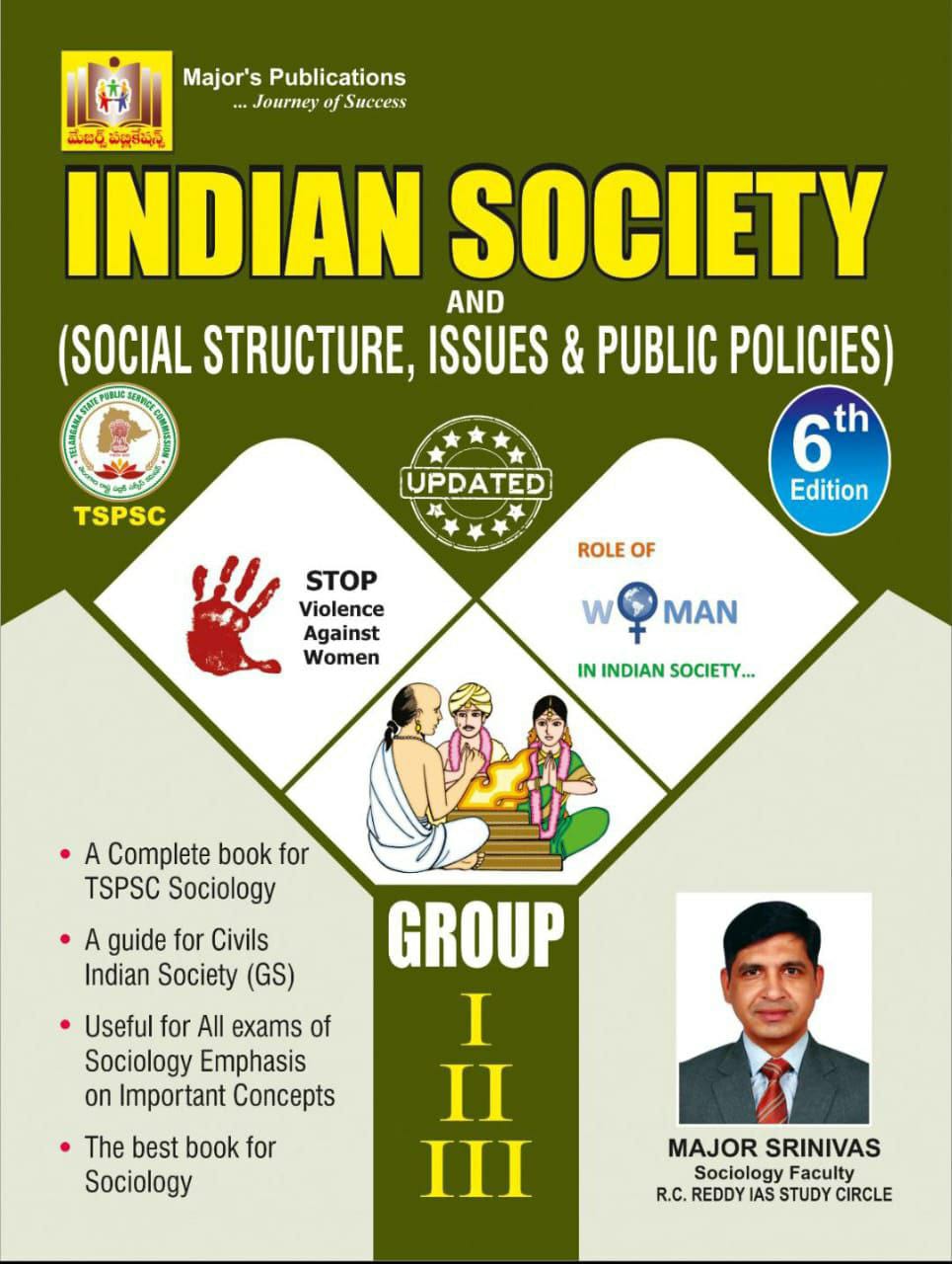 TSPSC Indian Society Social Structure Issues & Public Policies By Major Srinivas Sir 6th Revised Edition[English Medium]March 2024Ed