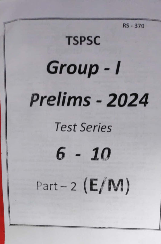 KP Sir Institute TSPSC Group 1 Prelims 2024 Test 6 to 10 Xerox Printed Material[English Medium]