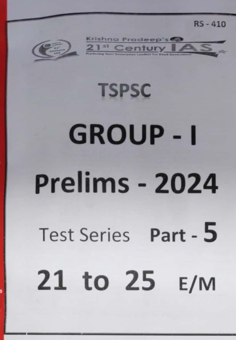 KP Sir Institute TSPSC Group 1 Prelims 2024 Test 21 to 25 Xerox Printed Material[English Medium]