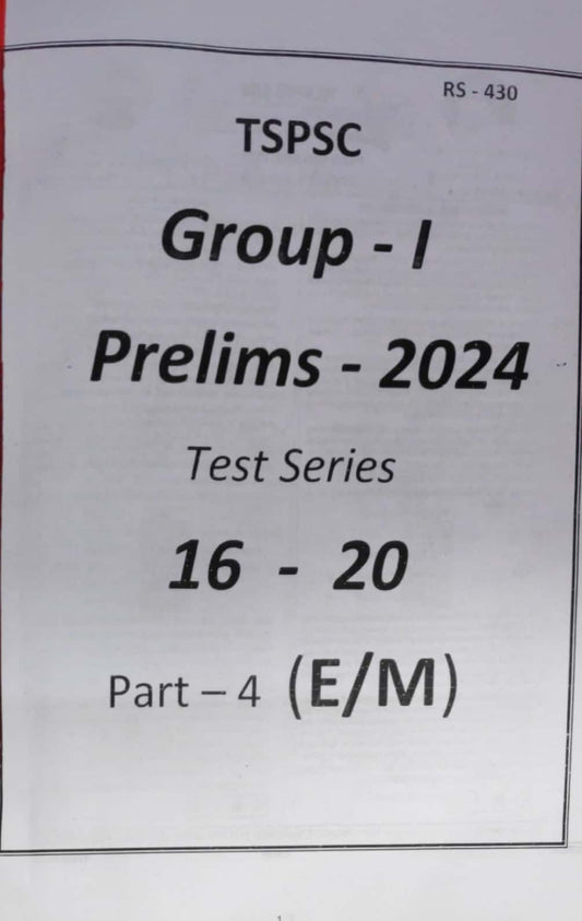 KP Sir Institute TSPSC Group 1 Prelims 2024 Test 16 to 20 Xerox Printed Material[English Medium]