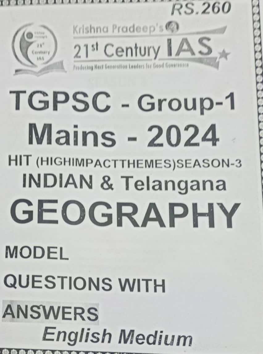 KP Sir Institute TGPSC Group 1 Mains Geography (HIT SERIES) 2024 Xerox Printed Material[English Medium]2024Ed PHOTOCOPY