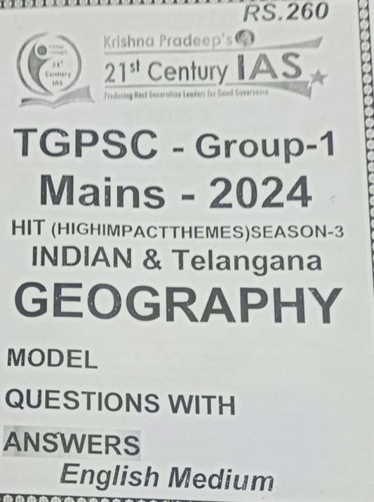 KP Sir Institute TGPSC Group 1 Mains Geography (HIT SERIES) 2024 Xerox Printed Material[English Medium]2024Ed PHOTOCOPY