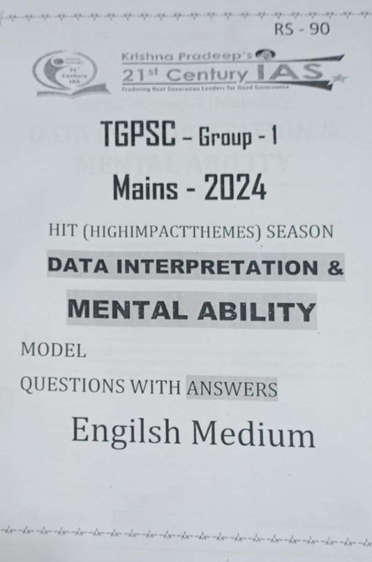 KP Sir Institute TGPSC Group 1 Mains Data Interpretation & Mental Ability(HIT SERIES) 2024 Xerox Printed Material[English Medium]2024Ed PHOTOCOPY
