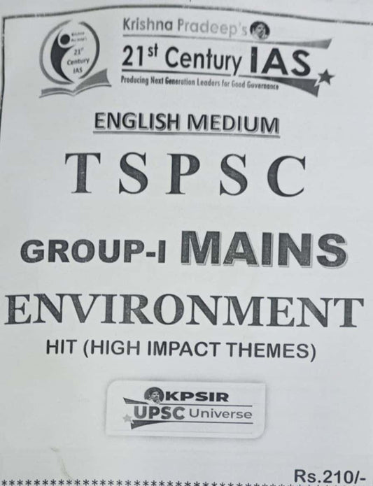 KP Sir Institute TGPSC Group 1 Mains Environment (HIT SERIES) 2024 Xerox Printed Material[English Medium]2024Ed PHOTOCOPY