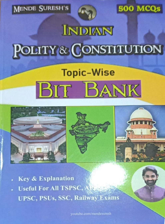 Mende Suresh Indian Polity Topic Wise 500 MCQs Bit Bank Useful for APPSC,TSPSC Exams[English Medium]Jan 2024Ed
