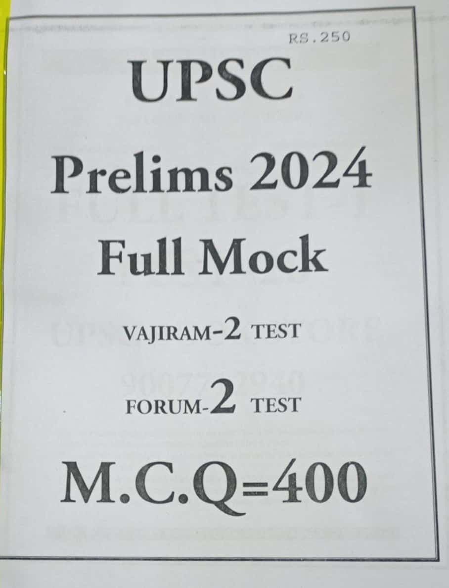UPSC Prelims 2024 Full Mock Test Xerox Printed Material[English Medium]Xerox Printed Material