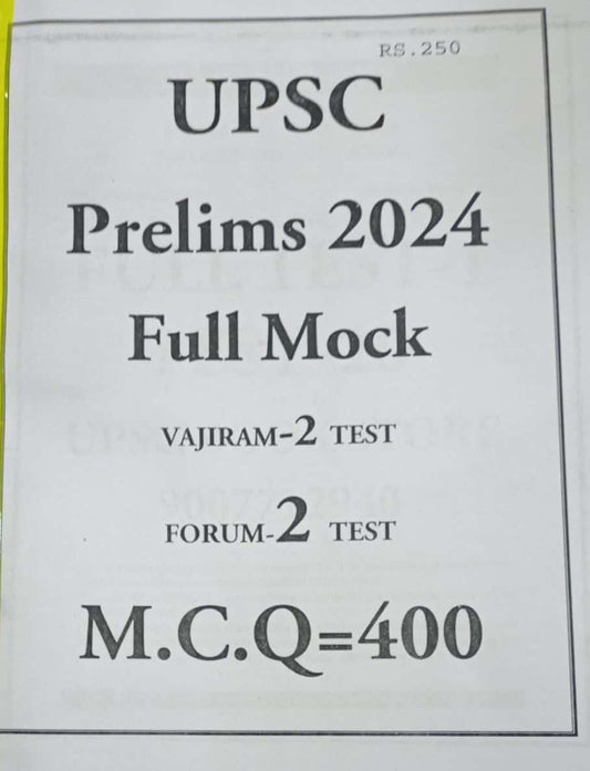 UPSC Prelims 2024 Full Mock Test Xerox Printed Material[English Medium]Xerox Printed Material