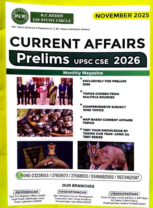 RC Reddy Current Affairs November 2025 Monthly For UPSC [English Medium]