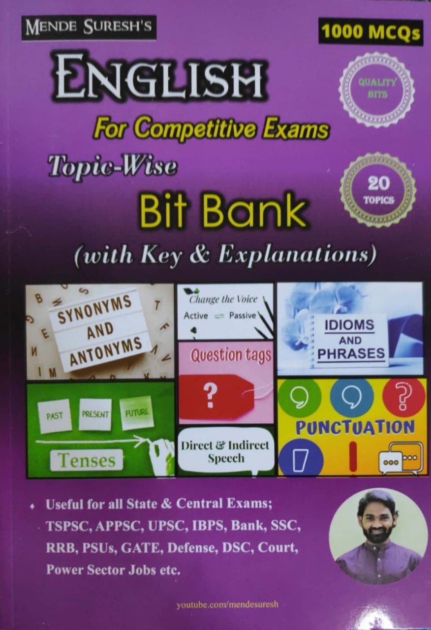 Mende Suresh English Topic Wise Bit Bank For Competitive Exams[English Medium]Feb 2024Ed