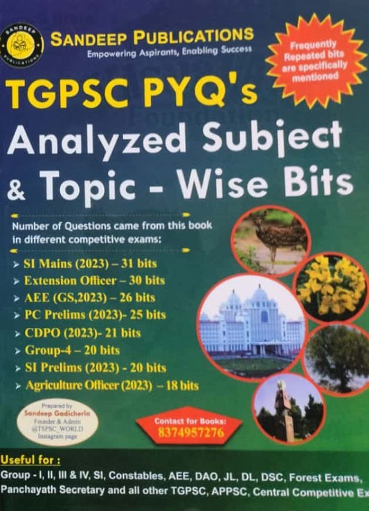 TGPSC PYQS Analyzed Subject & Topic Wise Bits By Sandeep Publications[English Medium]Oct 2024Ed