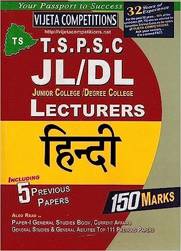 TSPSC Junior Lecturers and Degree Lecturers HINDI JUNE 2023ED VIJETHA