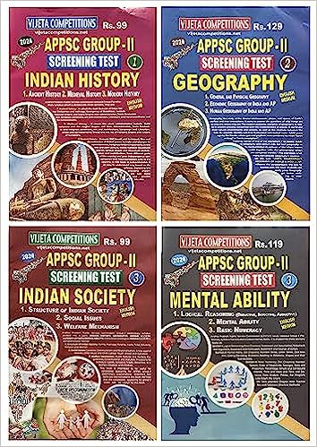 APPSC Group II Screening Test Indian History, Geography, Indian Society, Mental Ability SET OF 4 ( A3 Size Books ) [ ENGLISH MEDIUM ]Vijetha