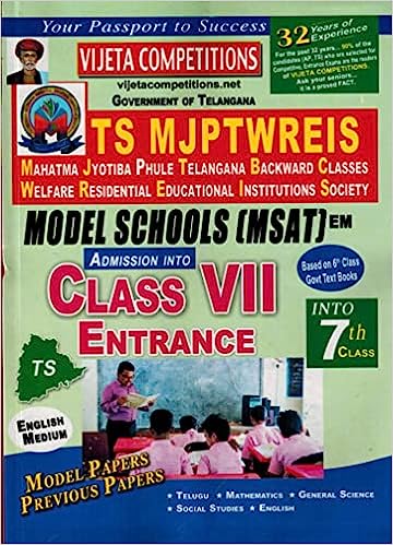 Telangana MJPTBCWREIS and Model School Class VII Entrance [ ENGLISH MEDIUM ]2023 Ed Vijetha